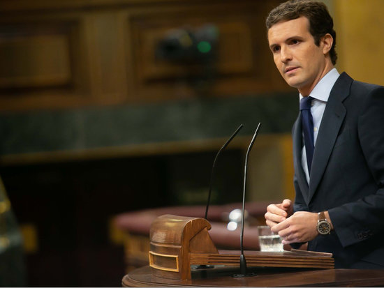 PP leader Pablo Casado at the Spanish Congress on October 24 2018 (photo courtesy of Spanish Congress)